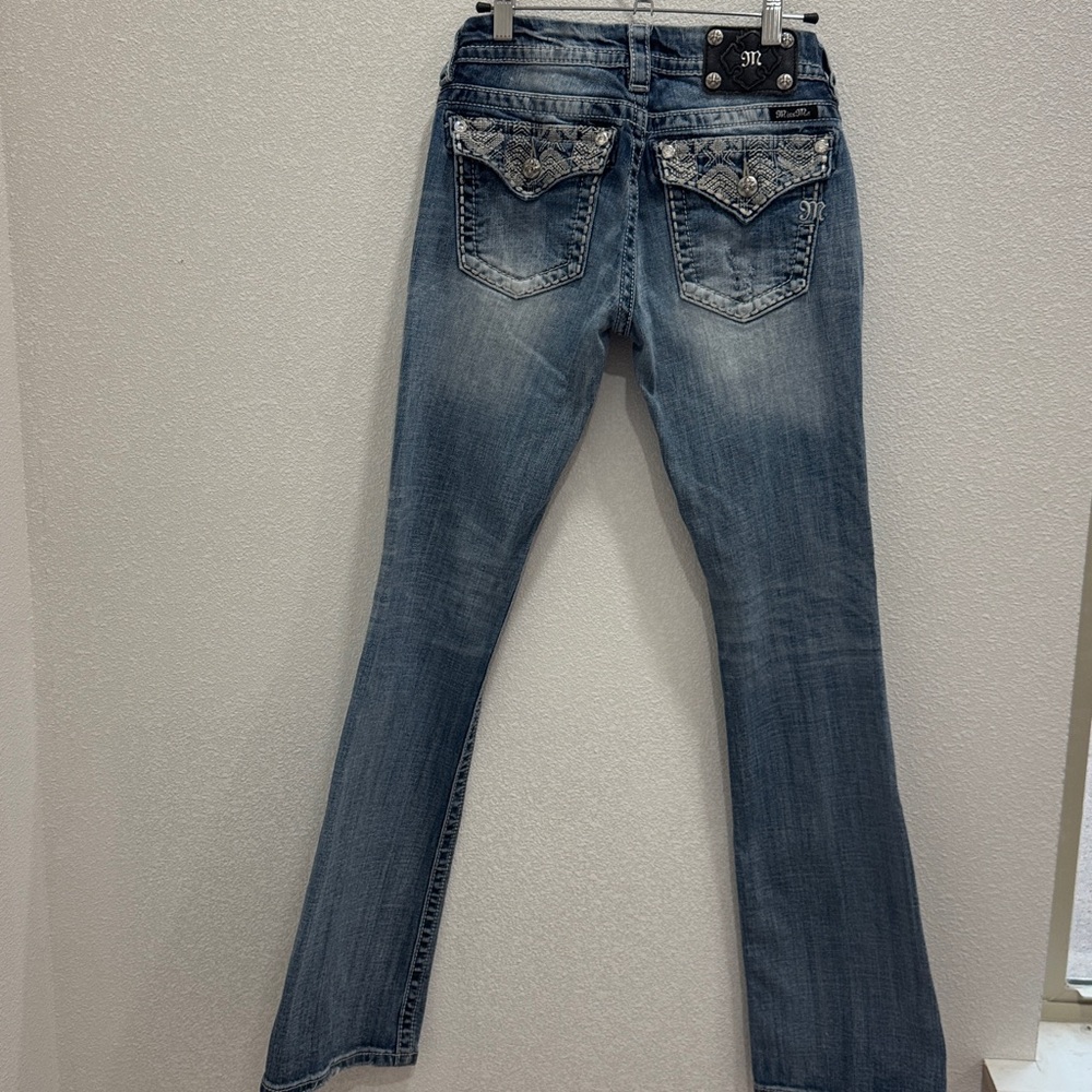 Miss Me Signature  Rise Boot Cut Jeans size 27 Light distressed Jeans - Picture 9 of 12